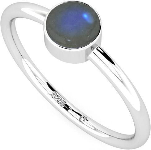 Natural Labradorite Stackable Ring for Women in Sterling Silver, November Birthstone Handcrafted Jewelry Gifts for Her (Round, Oval, Pear) in Kuwait