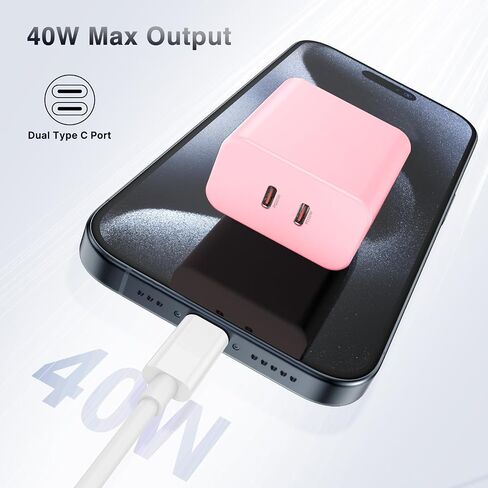 Susnwere GaN USB C Wall Charger Plug,36W Dual Port Type c Fast Charger Block,Super PD 3.0 Power Delivery Adapter for Laptop Computer & Tablets/Phones (iPhone 15/14/13/12/11/X, iPad, Samsung, Google in Kuwait