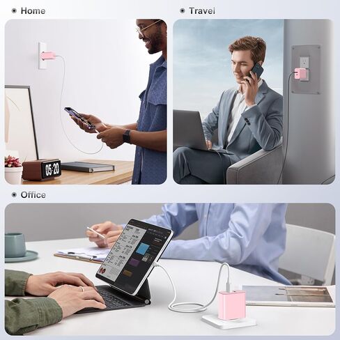 Susnwere GaN USB C Wall Charger Plug,36W Dual Port Type c Fast Charger Block,Super PD 3.0 Power Delivery Adapter for Laptop Computer & Tablets/Phones (iPhone 15/14/13/12/11/X, iPad, Samsung, Google in Kuwait