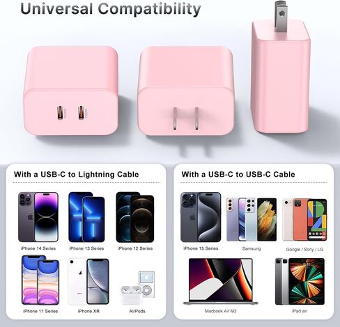 Susnwere GaN USB C Wall Charger Plug,36W Dual Port Type c Fast Charger Block,Super PD 3.0 Power Delivery Adapter for Laptop Computer & Tablets/Phones (iPhone 15/14/13/12/11/X, iPad, Samsung, Google in Kuwait