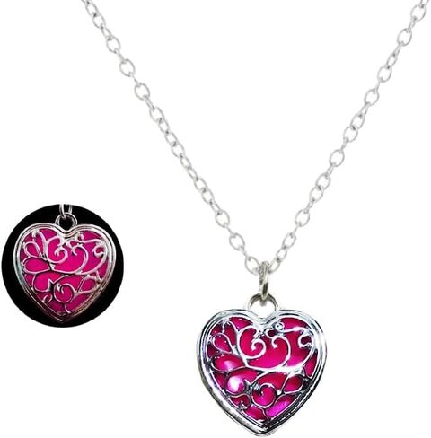 Chunky Heart Necklace Luminous Heart Pendant Necklace Valentine's Day love heart choker necklace for Women men halloween jewelry gift in Saudi Arabia