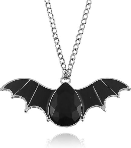 Bat Necklace Gothic Bat Wings Necklace Red Blood Purple Black Crystal Punk Animal Dark Bat Pendant Necklace Goth Halloween Cosplay Party Jewelry for Women in Saudi Arabia