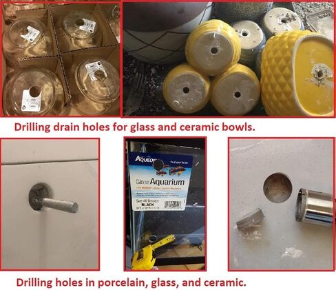 Drilax 5 Pcs Diamond Drill Bit Set 1/2" (0.5 in) Wet Use for Tiles, Glass, Fish Tanks, Marble Granite Ceramic Porcelain Bottles Quartz Coated Kitchen Bathroom Shower Lamps in Kuwait