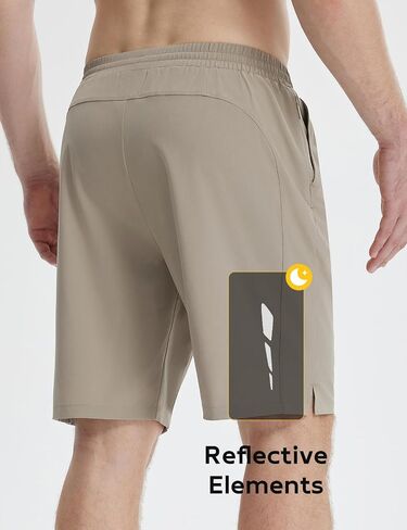 BALEAF Men's 9" Athletic Shorts 2 in 1 Quick Dry Running Workout Gym Shorts with Pockets Lightweight in Saudi Arabia