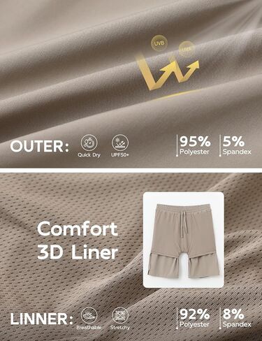 BALEAF Men's 9" Athletic Shorts 2 in 1 Quick Dry Running Workout Gym Shorts with Pockets Lightweight in Saudi Arabia