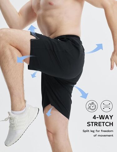BALEAF Men's 9" Athletic Shorts 2 in 1 Quick Dry Running Workout Gym Shorts with Pockets Lightweight in Saudi Arabia