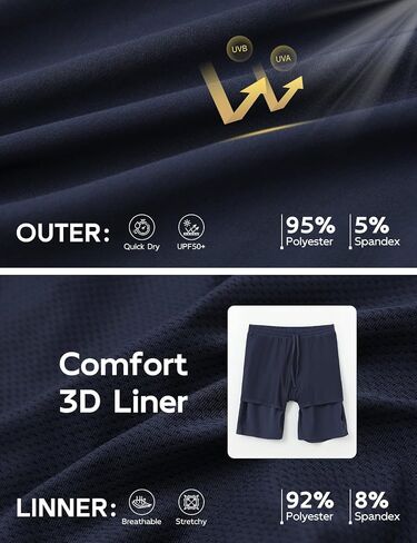 BALEAF Men's 9" Athletic Shorts 2 in 1 Quick Dry Running Workout Gym Shorts with Pockets Lightweight in Saudi Arabia