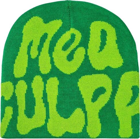 قبعة جرافيك MEA Beanie Y2k للنساء، هدية مثالية للشتاء، قبعة Culpa صغيرة، أسود أبيض in Kuwait