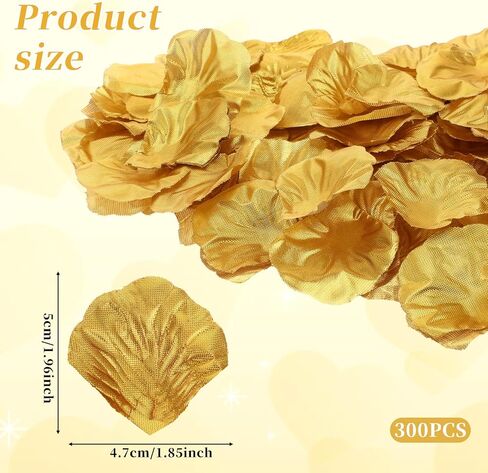Bewudy 300PCS Fake Rose Petals, Gold Silk Rose Petals, for Romantic Night Romantic Festive Atmosphere Creation for Marriage Proposal Wedding Valentine's Day Decoration Party Activities (Gold) (300) in Saudi Arabia