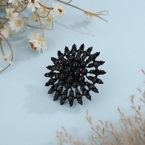 Xerling Elegant Floral Pearl Statement Big Cocktail Rings for Women Boho Rings Aesthetic Rhinestone Finger Rings for Teens Party Prom in Kuwait