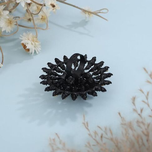 Xerling Elegant Floral Pearl Statement Big Cocktail Rings for Women Boho Rings Aesthetic Rhinestone Finger Rings for Teens Party Prom in Kuwait