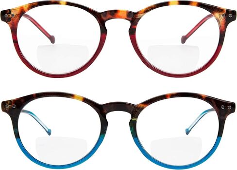 Yogo Vision Bifocal Reading Glasses 2 Pack Plastic Keyhole Spring Hinge Frames Bifocal Readers for Men and Women in Kuwait