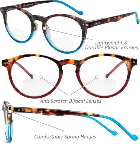 Yogo Vision Bifocal Reading Glasses 2 Pack Plastic Keyhole Spring Hinge Frames Bifocal Readers for Men and Women in Kuwait