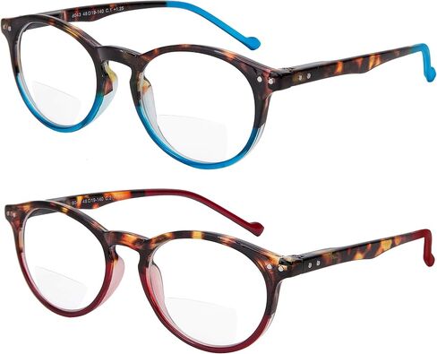 Yogo Vision Bifocal Reading Glasses 2 Pack Plastic Keyhole Spring Hinge Frames Bifocal Readers for Men and Women in Kuwait