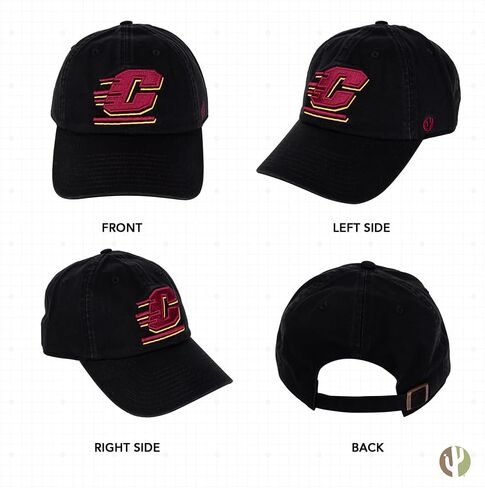Desert Cactus Central Michigan University Baseball Hat CMU Chippewas Brimmed Embroirderd Cap Adjustable Cloth Strap Adult (Style A) Red in Saudi Arabia