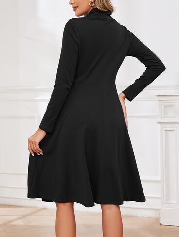 Kormei Women's Long Sleeve Turtleneck Casual Ribbed Knit Loose Tunic Fall Dress A Line Flare Dresses in Saudi Arabia