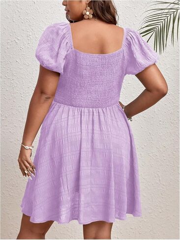 SOLY HUX Women's Plus Size Short Sleeve Mini Dress High Waist Summer Dresses Wedding Guest Dress in Saudi Arabia