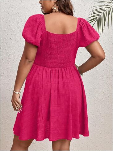 SOLY HUX Women's Plus Size Short Sleeve Mini Dress High Waist Summer Dresses Wedding Guest Dress in Saudi Arabia