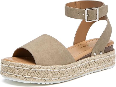 Athlefit Women's Platform Espadrille Wedge Sandals Comfortable Open Toe Buckle Sandals for Summer Casual in Saudi Arabia