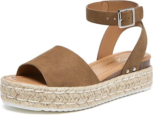 Athlefit Women's Platform Espadrille Wedge Sandals Comfortable Open Toe Buckle Sandals for Summer Casual in Saudi Arabia