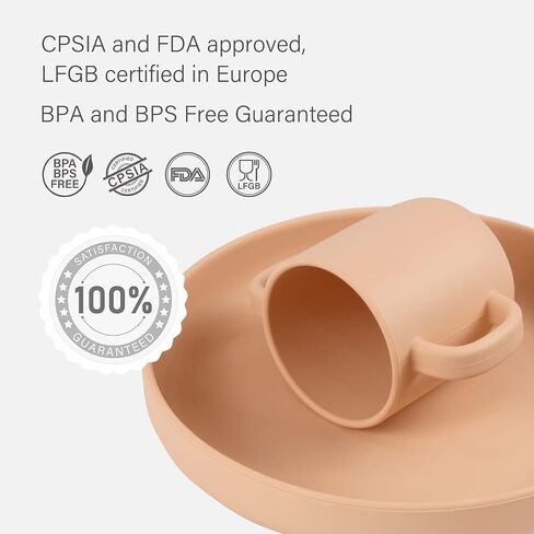 لوازم الفطام من Yooforea Baby I Baby Infant Baby Essentials المرحلة الأولى I مجموعة تغذية الطفل - كوب صغير ووعاء شفط وطبق I 100% سيليكون بلاتيني من الدرجة الغذائية I خالٍ من BPA BPS PVC - الضباب in Saudi Arabia