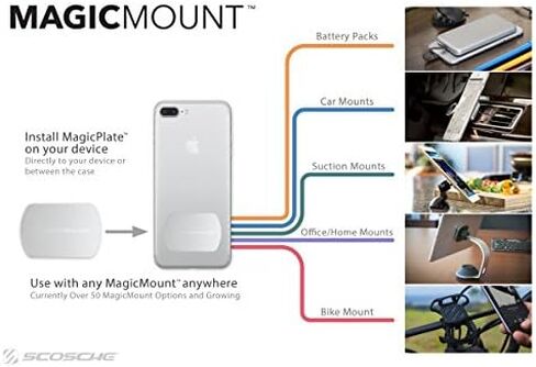 حلقة محول مغناطيسي Scosche MPLTMSPCH2-BP0 MagicRing™ لحامل الهاتف MagSafe والملحقات والشحن اللاسلكي، ملصق معدني عالمي متوافق مع هواتف iPhone وGalaxy وAndroid الذكية in Saudi Arabia