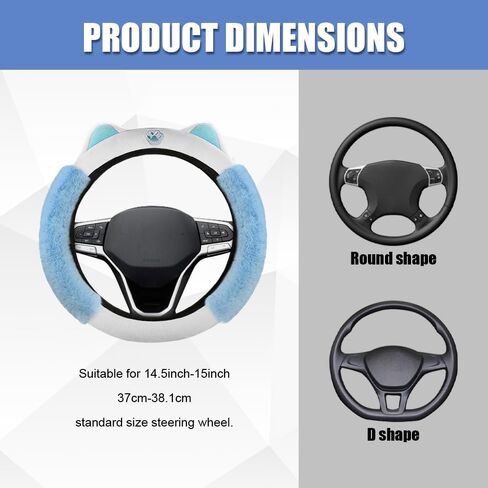 Car Steering Wheel Cover, Cute Steering Wheel Cover, Fluffy Steering Wheel Covers for Women, Universal Car Accessories 15 Inch Winter Plush Steering Wheel Cover for Vehicles (Black/Red) in Saudi Arabia
