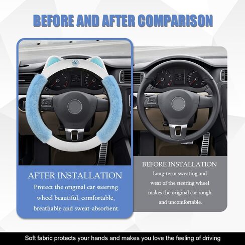 Car Steering Wheel Cover, Cute Steering Wheel Cover, Fluffy Steering Wheel Covers for Women, Universal Car Accessories 15 Inch Winter Plush Steering Wheel Cover for Vehicles (Black/Red) in Saudi Arabia