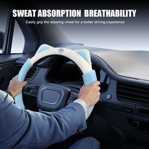 Car Steering Wheel Cover, Cute Steering Wheel Cover, Fluffy Steering Wheel Covers for Women, Universal Car Accessories 15 Inch Winter Plush Steering Wheel Cover for Vehicles (Black/Red) in Saudi Arabia
