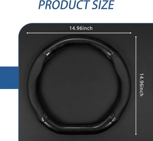1 PC Car Hand-Sewn Steering Wheel Protector, 14.96" D-Shaped Carbon Fiber Sweat-Absorbent Breathable Anti-Slip Steering Wheel Protector Cover, Accessory for All Seasons, for Cars (Black) in Saudi Arabia