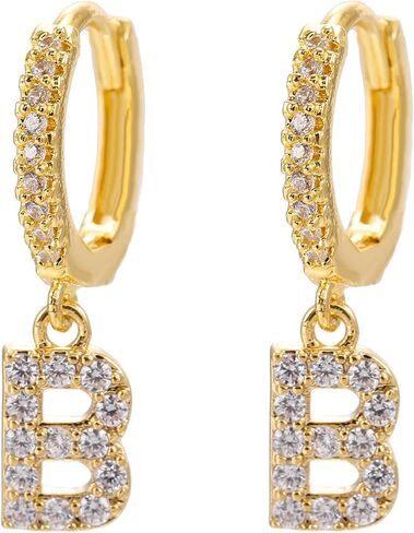 14K الذهب تتدلى الأقراط الأولية للنساء لذيذ تشيكوسلوفاكيا Huggie هوب اسم الرسالة الأقراط S925 الفضة الاسترليني آخر مع مكعب زركونيا هدايا هيبوالرجينيك المجوهرات in Kuwait