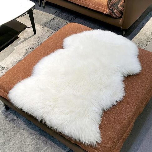 Genuine New Zealand Sheepskin Rug Locker Rug Motorcycle Seat Cover Sheep, Sheepskin for Bed Sores Medical, Soft and Fluffy Rugs in Bedroom, Living Room, Nursery (White Gray tip) in Saudi Arabia