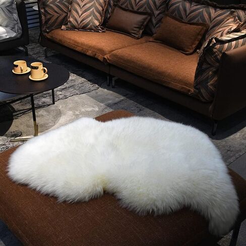 Genuine New Zealand Sheepskin Rug Locker Rug Motorcycle Seat Cover Sheep, Sheepskin for Bed Sores Medical, Soft and Fluffy Rugs in Bedroom, Living Room, Nursery (White Gray tip) in Saudi Arabia