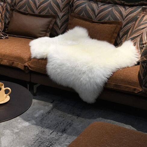 Genuine New Zealand Sheepskin Rug Locker Rug Motorcycle Seat Cover Sheep, Sheepskin for Bed Sores Medical, Soft and Fluffy Rugs in Bedroom, Living Room, Nursery (White Gray tip) in Saudi Arabia