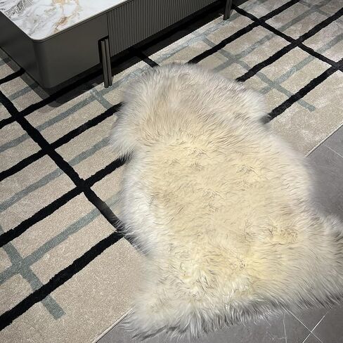 Genuine New Zealand Sheepskin Rug Locker Rug Motorcycle Seat Cover Sheep, Sheepskin for Bed Sores Medical, Soft and Fluffy Rugs in Bedroom, Living Room, Nursery (White Gray tip) in Saudi Arabia