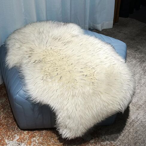 Genuine New Zealand Sheepskin Rug Locker Rug Motorcycle Seat Cover Sheep, Sheepskin for Bed Sores Medical, Soft and Fluffy Rugs in Bedroom, Living Room, Nursery (White Gray tip) in Saudi Arabia
