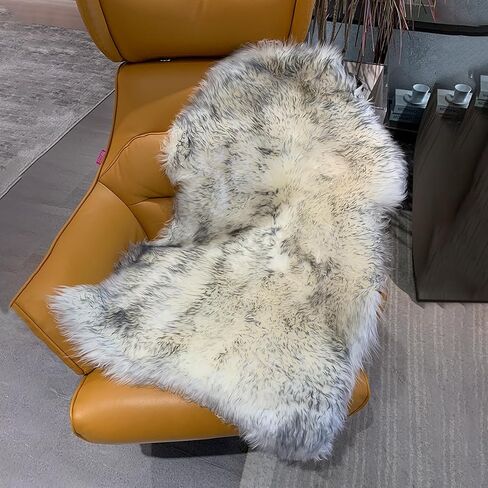 Genuine New Zealand Sheepskin Rug Locker Rug Motorcycle Seat Cover Sheep, Sheepskin for Bed Sores Medical, Soft and Fluffy Rugs in Bedroom, Living Room, Nursery (White Gray tip) in Saudi Arabia