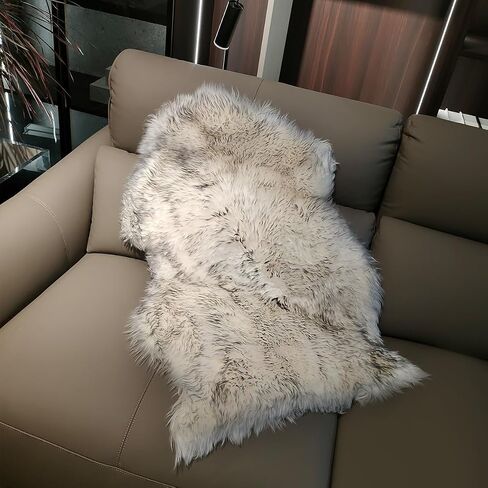 Genuine New Zealand Sheepskin Rug Locker Rug Motorcycle Seat Cover Sheep, Sheepskin for Bed Sores Medical, Soft and Fluffy Rugs in Bedroom, Living Room, Nursery (White Gray tip) in Saudi Arabia