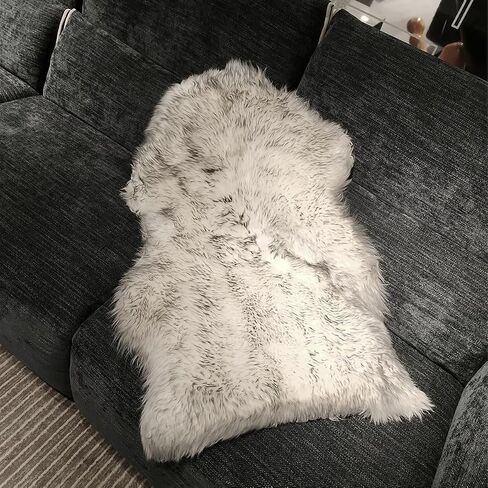 Genuine New Zealand Sheepskin Rug Locker Rug Motorcycle Seat Cover Sheep, Sheepskin for Bed Sores Medical, Soft and Fluffy Rugs in Bedroom, Living Room, Nursery (White Gray tip) in Saudi Arabia
