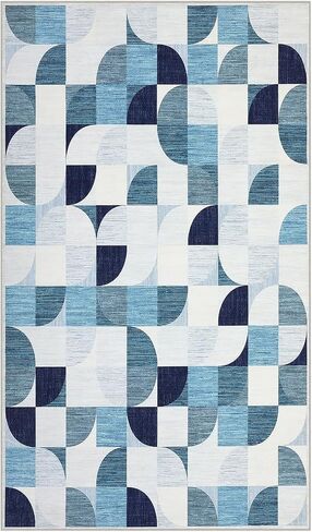 Boho Washable Rug 8x10 Area Rugs for Living Room, Mid Century Geometric Rug for Bedroom, Non Slip Throw Rugs with Rubber Back, Low Pile Dining Room Rug for Under Table, Orange in Saudi Arabia
