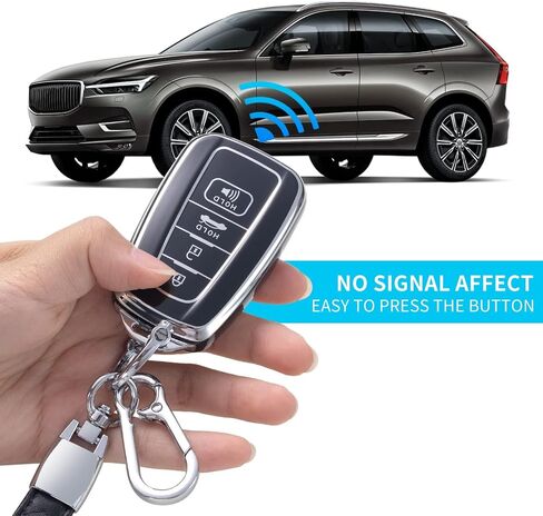 for Toyota Camry Key Fob Cover with Leather Lanyard, Car Key Case Shell Protection for 2018-2022 Camry RAV4 Highlander 3/4 Button Smart Remote Control Protector, White in Kuwait