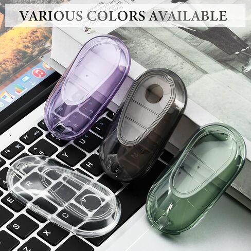OFFCURVE Transparent Key fob Cover Fits for Mercedes Benz TPU Smart Key Case Car Key Shell Protector for 2020-2022 Mercedes Benz S-Class C-Class,Purple in Saudi Arabia