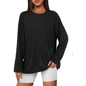 ATHMILE Womens Oversized Long Sleeve T Shirts Basic Crewneck Tee Fall Tops Casual Workout Fashion Casual Y2K Clothes