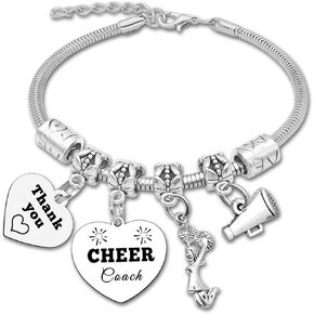Cheer Gifts for Coach Appreciation Gift Cheerleader Bracelets Cheer Coach Gifts for Women Thank You Bracelets for Women Cheerleader Coach Gifts for Women Cheerleader Birthday Gift Cheerleader Gifts