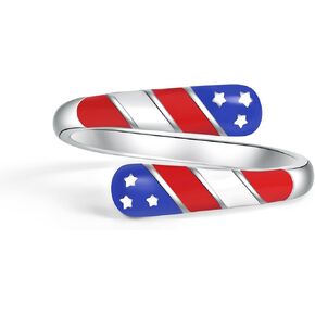 American Flag Ring Red White And Blue Accessories Patriotic Rings for Women