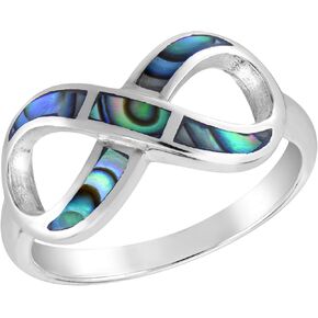 AeraVida Eternity of Love Infinity Rainbow Abalone Shell .925 Sterling Silver Band Ring, shell Metal, not known