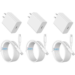 iPhone 15 Charger, IDiSONCABLE USB C Charger, 2-Pack 20W USB-C Fast Wall Charger, USB C Charger Block for iPhone 15/15 Pro/15 Pro Max/iPad Pro/AirPods & More (2-Pack 10 ft USBC Cable Included)