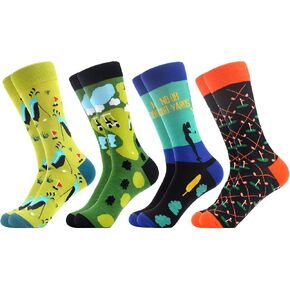 WeciBor Men's Funny Novelty Crazy Pattern Dress Crew Cotton Socks, Fun Gifts for Dad Grandpa
