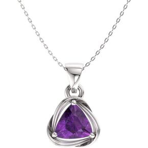 Diamondere Natural and Certified Triangle-cut Gemstone Solitaire Necklace in 14k White Gold | 0.40 Carat Pendant with Chain