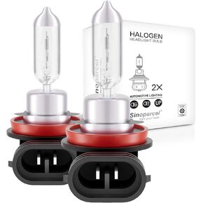Sinoaprcel H11 Halogen Low Beam Headlight or Fog Light Bulb,3300K Replacement for Standard 55W Bulb,Pack of 2